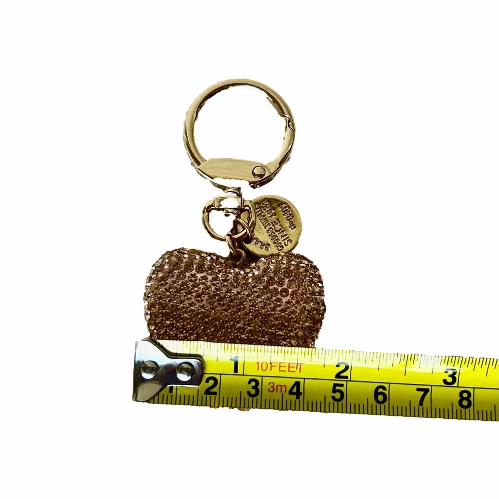 Sparkling Gold Heart Keychain with Rhinestones